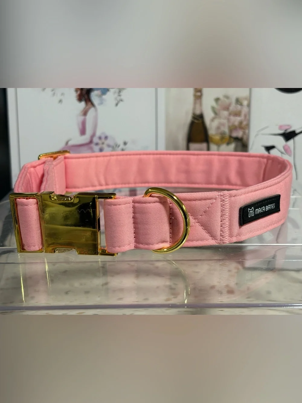 MACA BATES Dog Collar and Leash Set  Sakura Pink,Large 🆕